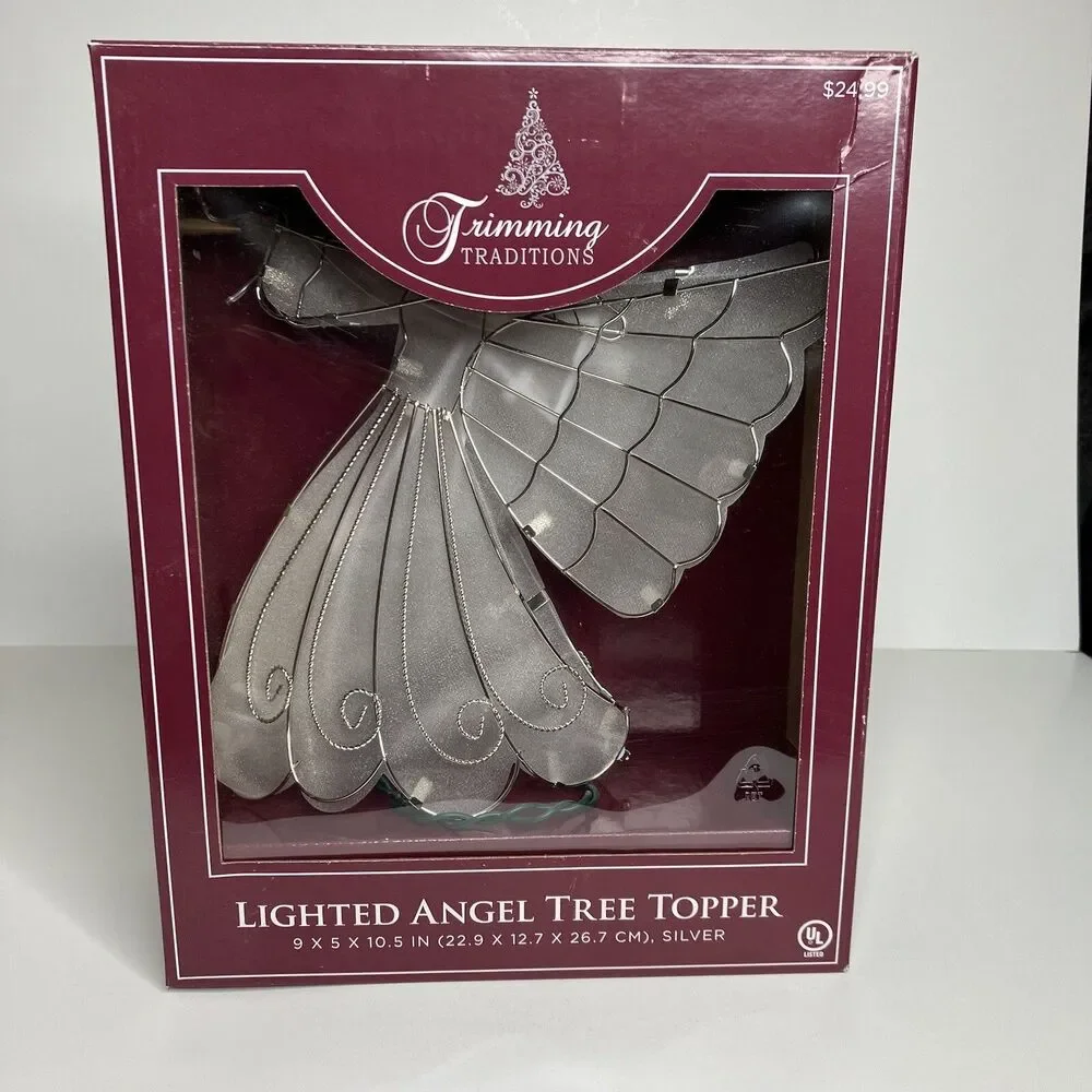 BEAUTIFUL TRIMMING TRADITIONS SPARKLING SILVER LIGHTED ANGEL TREE TOPPER 9